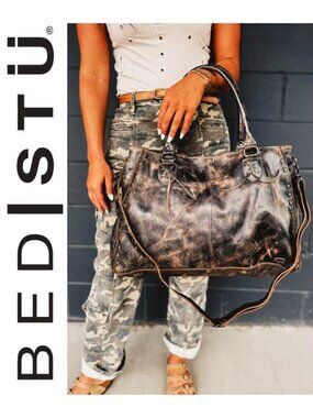BED|STÜ Rockaway Dark Brown Distressed Bag EUC